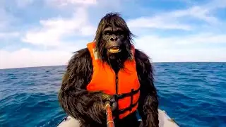 Bigfoot Catches a Shark in the Middle of the Ocean!