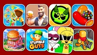 AWESOME PARK / BAR RUMBLE / BRAWL STARS / CANDY CRUSH / COOKING M / STUMBLE GUYS / SPRUNKI / XP HERO