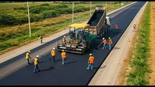 Modern Road Construction | Advanced Paving Machines in Operation | Asphalt Paving in Progress