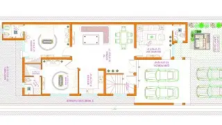 30' X 90' House Plan | 30 by 90 home Plan | 30*90 Double Story House|map with 5BHK Parking #viral