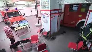 croatian firefighters watching football gets interrupted