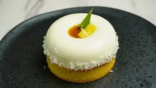 Extremely Tropical Tart Cake | Passion Fruit, Pineapple, Coconut, all nested in a tart-mousse form
