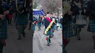 Ballater #pipeband play Green Hills leading 2025 #littlemasons #march through Ballater #shorts