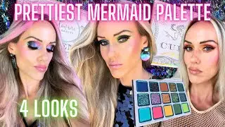 DAVINI BEAUTY CURRENT$EA PALETTE 🧜🏻‍♀️ 4 Looks & Review (Mermaid Eyeshadow & Makeup)