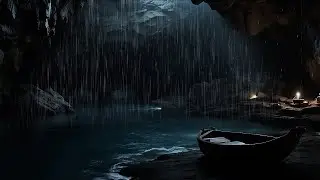 Rain Sound for Sleep in Cave - Hiding from Rain and Thunderstorm in Cave for Sleep, Study, Relax