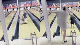 Mom Slips And Falls While Running After Son Down a Bowling Lane || WooGlobe Funnies