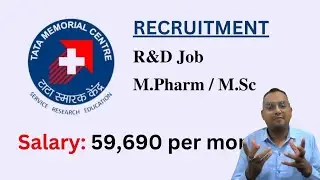 Job for M.Pharm or MSc as Research Associate at ACTREC, 3 posts