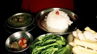 Eating Local Chicken Soup With Rice || Asmr Mukbang ||