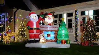 SHareconn 8ft Christmas Inflatable Outdoor Decorations Snowman Santa Countdown