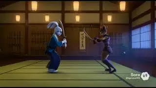 Usagi and Alopex training at a Dojo.