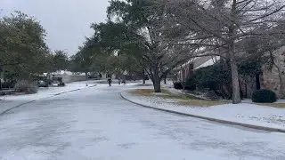 Skiing down an Austin street