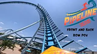 Pipeline: The Surf Coaster - SeaWorld Orlando B&M Surf Coaster - Front and Back Row POV [4K]