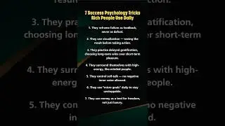 7 Success Psychology Tricks Rich People Use Daily #shorts