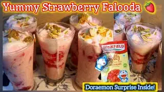 Yummy Strawberry Falooda Recipe | Weikfield Falooda & Jelly | Doraemon Surprise Inside! 🍓🍨