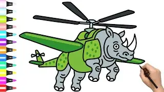How to Draw Rhino Helicopterino! Drawing New Italian Brainrot Animals