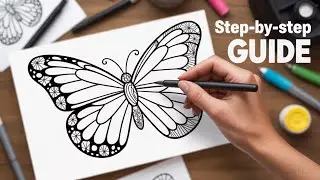 Draw This With Me l Easy Butterfly Zentangle l Therapeutic Art For Beginners