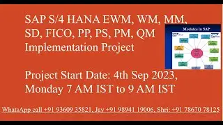 SAP S/4 HANA EWM, WM, MM, SD, FICO, PP, PS, PM, QM end to end implementation project +91 78670 78125