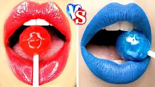 DESAFIO DO VERMELHO VS. AZUL || Comendo Tudo Da Mesma Cor Por 24 Horas do GOTCHA!
