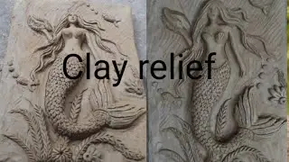 How to make clay mermaid // easy clay sculpture  relief  making.