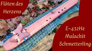 Indianerfl&ouml;te edle rot Zeder E~432 Hz Schmetterling und Malachit