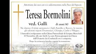 Esequie di Bormolini Teresa -Mercoled&igrave; 19 Novembre ore 14:30- In diretta dalla parrocchia di Livigno