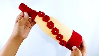 Glass Bottle Decoration With Wool | Waste Glass Bottle Craft | Woolen Craft |
