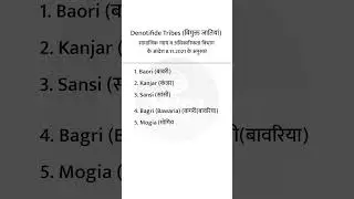 Denotifide Tribes List Rajasthan (विमुक्त जातियां की सूची राजस्थान)