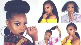 🔥 HOW TO STYLE 4C NATURAL HAIR W/ KINKY STRAIGHT CLIP INS | HIGH BUN UPDO |BETTERLENGTH| TASTEPINK