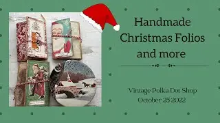 Handmade Christmas paper bag folios and other goodies in my Etsy Shop Vintage Polka Dot Shop
