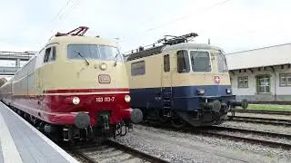 DB/SBB Lokwechsel Konstanz, BR 103 / Re 4/4 II 11387, Extrazug RhB, IR 38 mit Capricorn, 23.08.2025