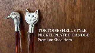 FootFitter: Tortoiseshell Style Nickel Plated Handle Premium Shoe Horn