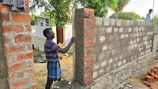 Plastering Techniques_Compoundwall Gate Pillar Perfect Plaster with cement|Brickpillar plastering