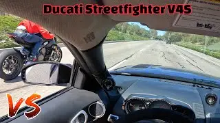 Built 350Z vs 1100cc Ducati | Reruns With Hellcat From 60 Roll!