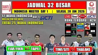 Jadwal Indonesia Master 2026 Hari Ini Live RCTI & INEWS TV ~ FAJAR/FIKRI vs TAIPEI ~ 17 WAKIL INA