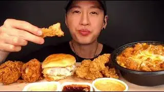 ASMR MUKBANG KFC FRIED CHICKEN & CHICKEN  SANDWICHES & POPCORN CHICKEN & MAC NCHEESE (No Talking)