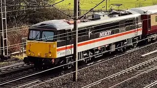 Rail Operations Group class 222 & Locomotive Services Ltd class 87 pass through Farington Moss