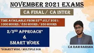 NOVEMBER 2021 EXAMS - STRATEGY AND APPROACH - DETAILED GUIDANCE - CA FINAL / CA INTER