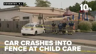 Car crashes through fence of child care center in Rhode Island