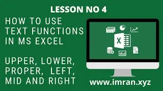 Text Functions in MS Excel Lesson no 4  Urdu / Hindi