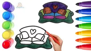 How To Draw cute Sofa Set Drawing, Painting & Coloring For Kids and Toddlers_ Child Art 🐋🌈🎨