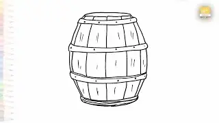 Wine barrel wood drawing easy | Outline art tutorial | How to draw Wine barrel wood step by step