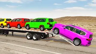 Flatbed Truck Mcqueen  | Transportation with Truck - Pothole vs Car #430 - BeamNG.Drive