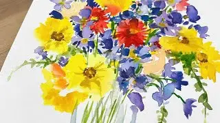 Van Gogh Style Watercolor Bouquet Painting for Beginners! Easy Art Tutorial 🌼