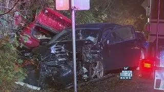 Man jumps down embankment to flee crash