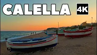 Calella, Spain Summer 2024 | Relaxing Sunset Walk on the Beach