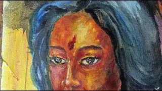 Live Portrait  painting with acrylic