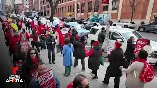 Enfermeros de Nueva York inician huelga exigiendo mejoras laborales | Noticias Telemundo