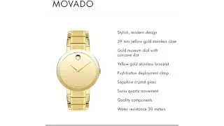 Movado Men's Sapphire Yellow Gold Watch