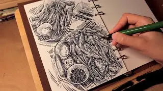 A French Fry's Hand-Drawn Diary「Food Sketch 」no music｜no talking｜Sketch painting ｜ASMR