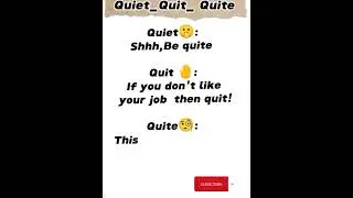 Quiet,Quit,Quite difference #Shorts#Youtube video #Literature student